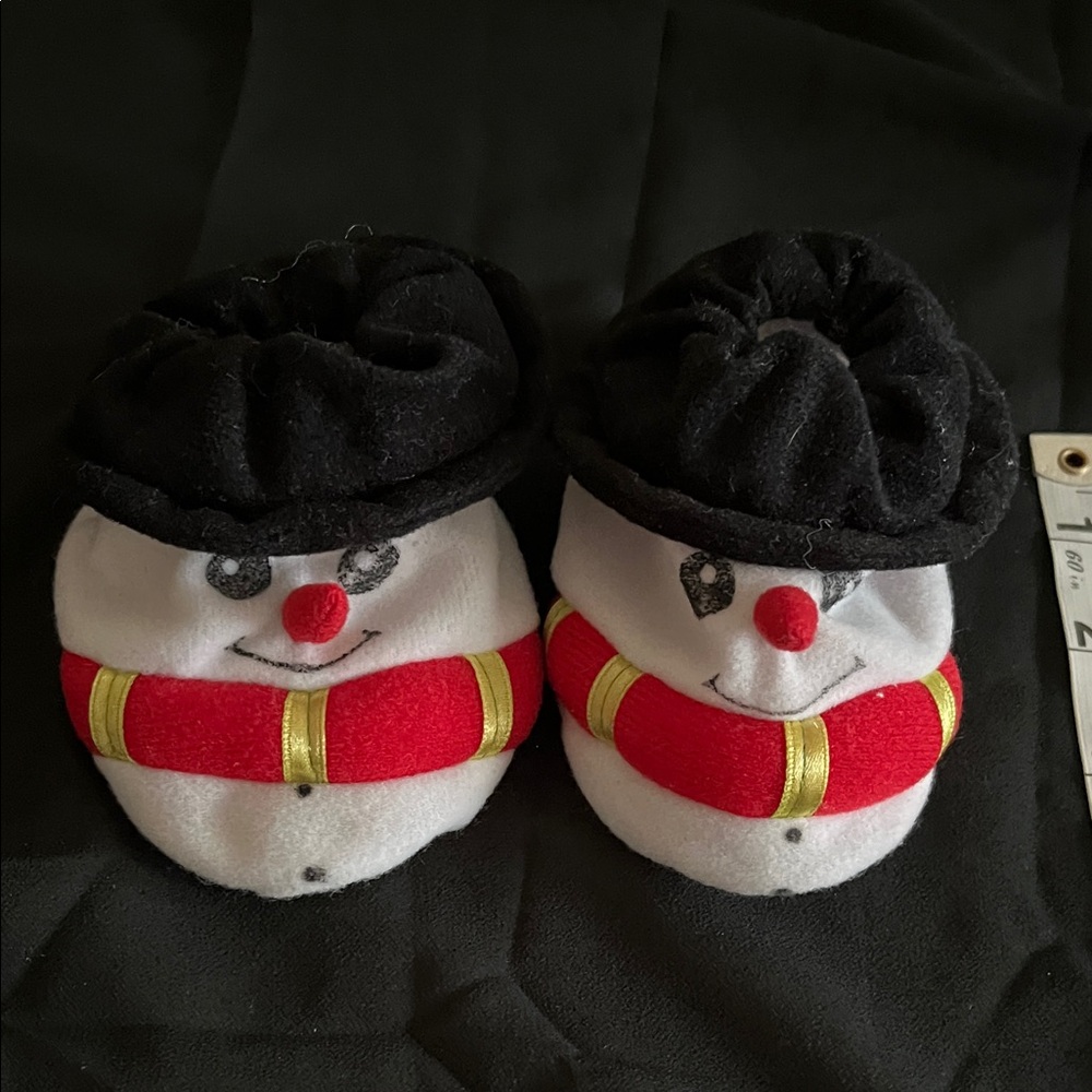 GANZ Snowman Baby Booties - Black, Red, and White